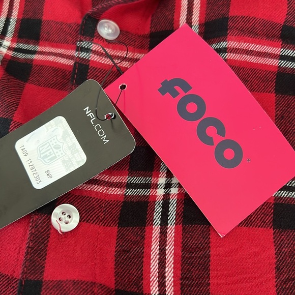 Atlanta Falcons Flannel Shirt Red Black White Plaid Men's 2XL NFL NEW - Picture 8 of 9